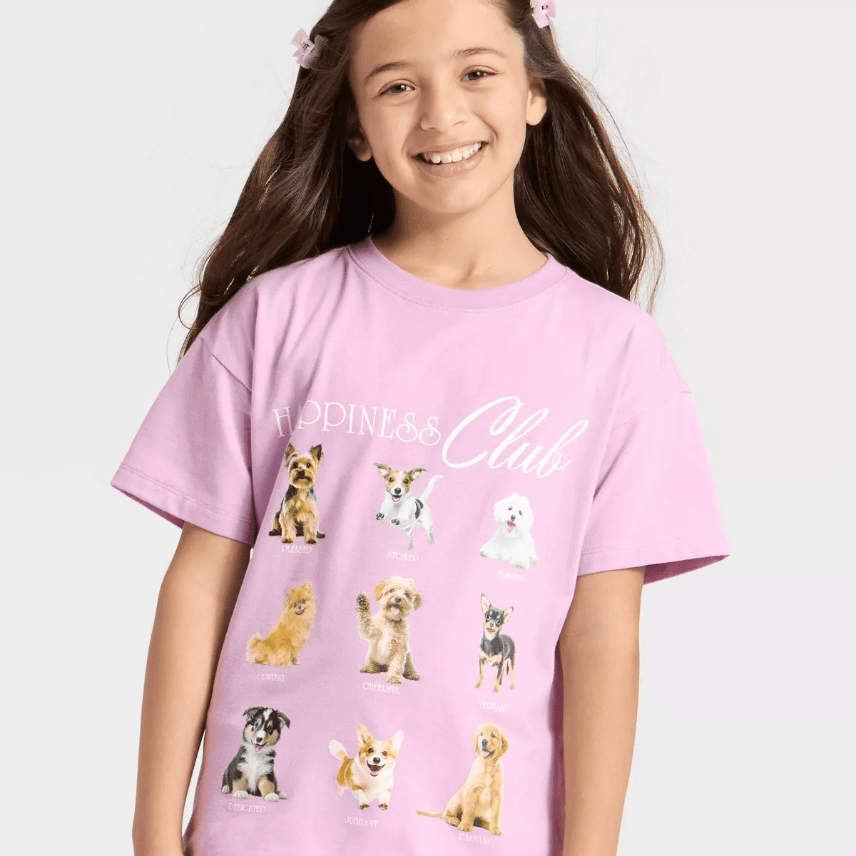 Girls' Short Sleeve Oversized Scenic Happiness Club T-Shirt - Cat & Jack™ Lavender Mauve - Image 2