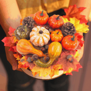 Pumpkins for Decorating- 8 Assorted Mini Fake Pumpkins, 30Pcs Autumn Leaves, 10Pcs Acorns, 2Pcs Pine Cones for Thanksgiving Harvest Decor, Halloween, Fall Baby Shower & Table Centerpieces