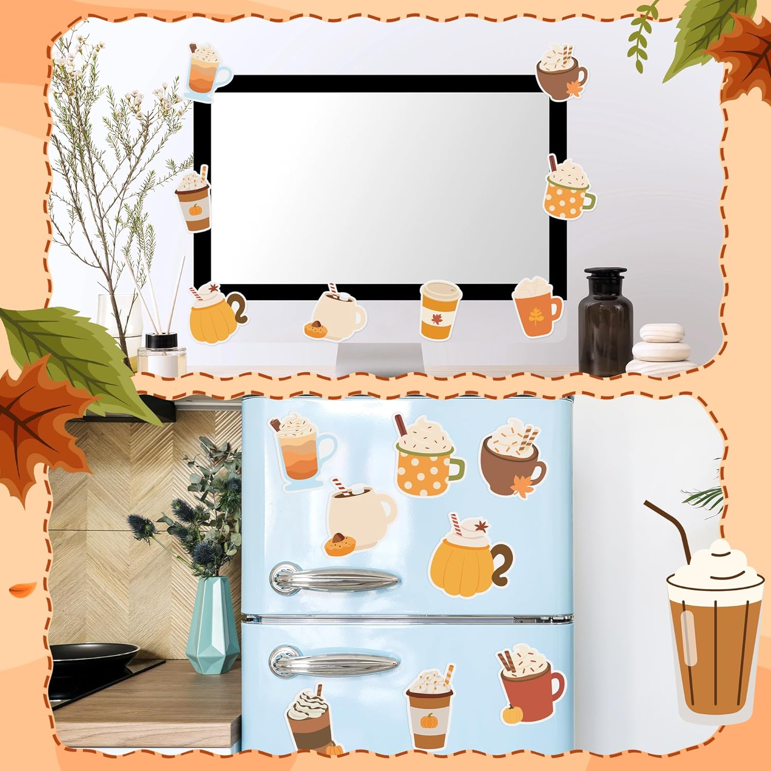 30 Pack Fall Coffee Cup Sticky Notes - Autumn Maple Leaf Pumpkin Self Sticky Writing Memo Pads for Latte Lover Office School Class Student Kids Gift Thanksgiving Party Favors Goodies Bag Filler - Image 6