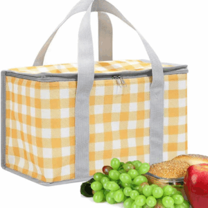 Insulated Picnic Bag Cooler Reusable, Beach Bag Cooler Bags with Zippered Top - Insulated Bag for Hot or Cold,Picnic Basket Collapsible, Picnic,Beach, Outdoor (13.8X7.9X7.9 In)