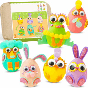 Arts and Crafts for Kids, Set of 6 DIY Eggs Handcrafted Kit, Mess Free Toddlers Crafting Set Birthday Exchange Christmas Thank You Gifts for Boys and Girls, Art Supplies Class Travel Activities