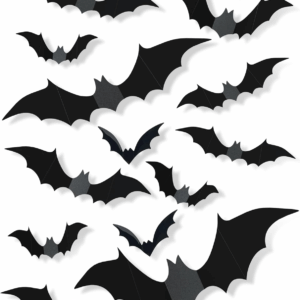 120 Pcs Halloween Decorations 3D Bats Decor, 4 Sizes Scary Halloween Decor Indoor Bat Stickers Decorations for Bedroom Bathroom Door Wall Party Decoration