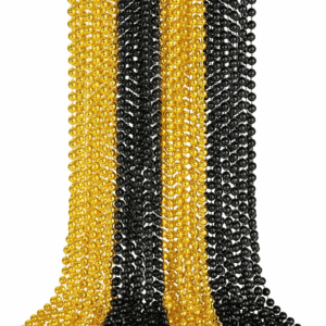 24 PCS New Year Eve Necklaces, Gold Black New Year Necklaces, 33 Inch 7 Mm round Happy New Year Necklace Accessories, 2025 New Year Party Beads for New Year'S Day, Christmas, Carnival Party Favors