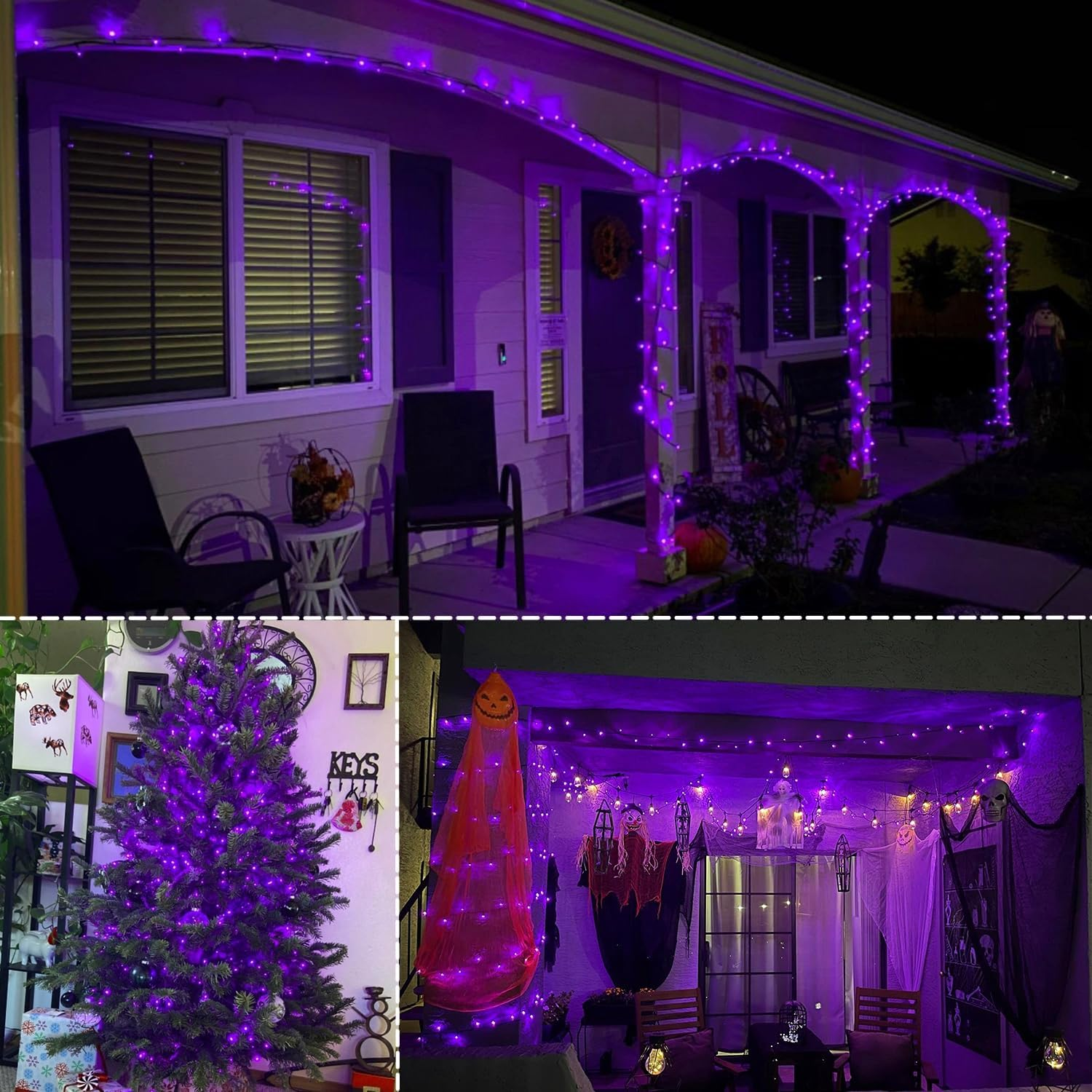 1000 LED Halloween String Lights, 328 FT Green Wire LED Decorative Fairy Lights with Remote & 8 Modes, Waterproof for Indoor Outdoor Xmas Holiday Party Garden Wedding Home Decor, Purple - Image 2