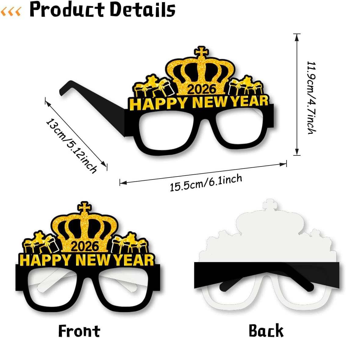 16 Pcs Happy New Year Eyeglasses 2026 New Year’S Party Glasses Photo Prop for New Year’S Eve Party Supplies Decoration - Image 2