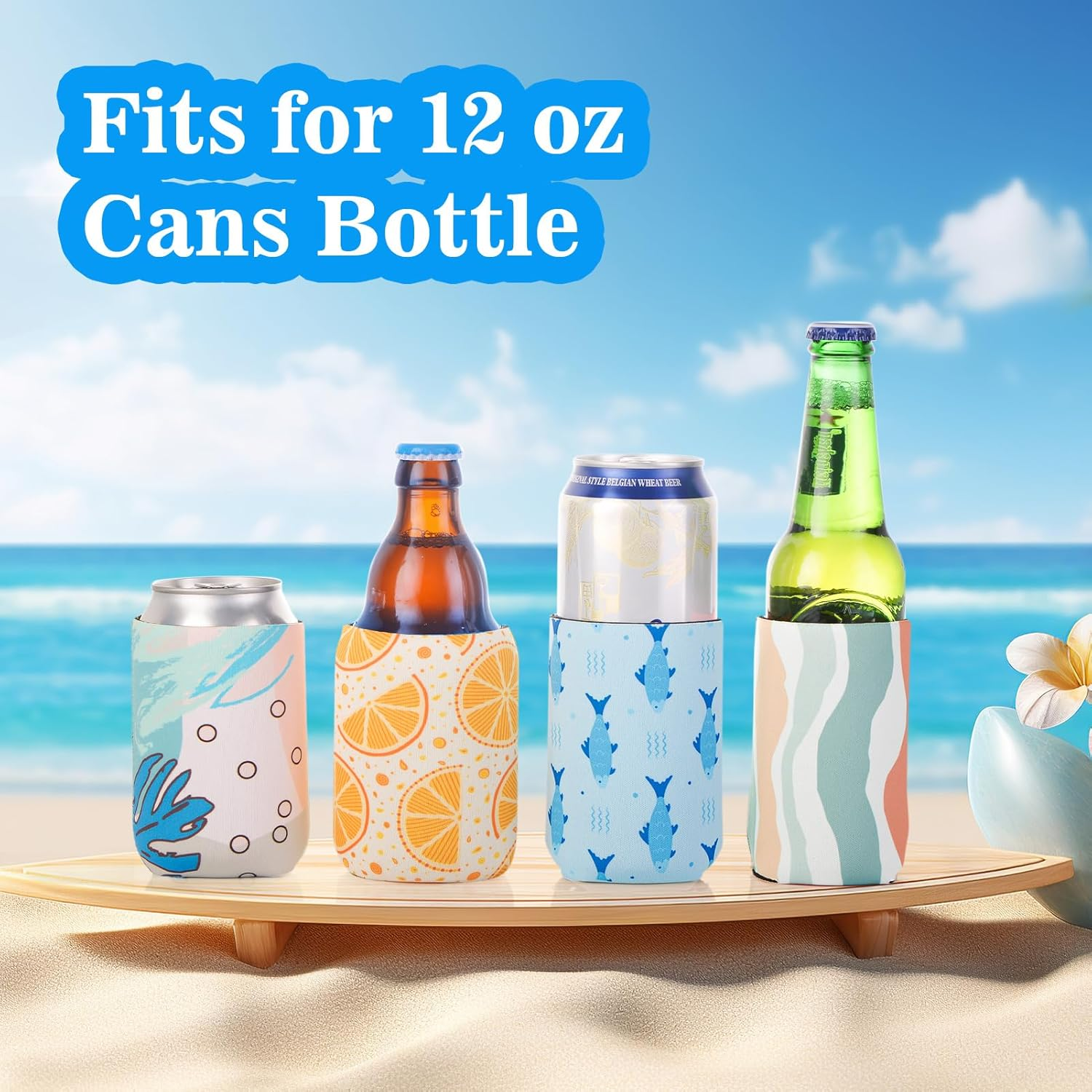 12 Pack Summer Can Cooler Sleeve Insulated Neoprene Can Coolers in Bulk, Beach Pool Bottle Can Drink Holder Party Decorations, Men Women Birthday Bachelorette Party Favor Gifts - Image 3