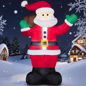 6 FT Christmas Inflatable Santa with Gift Bag, Blow up Xmas Inflatable Decorations with Build in Leds for Christmas Decor, Yard Outdoor Garden Lawn Winter Decorations
