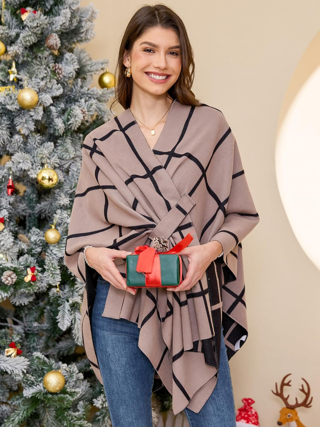 Women'S Shawl Wrap Poncho Ruana Cape Open Front Cardigan Shawls for Fall Winter - Image 4