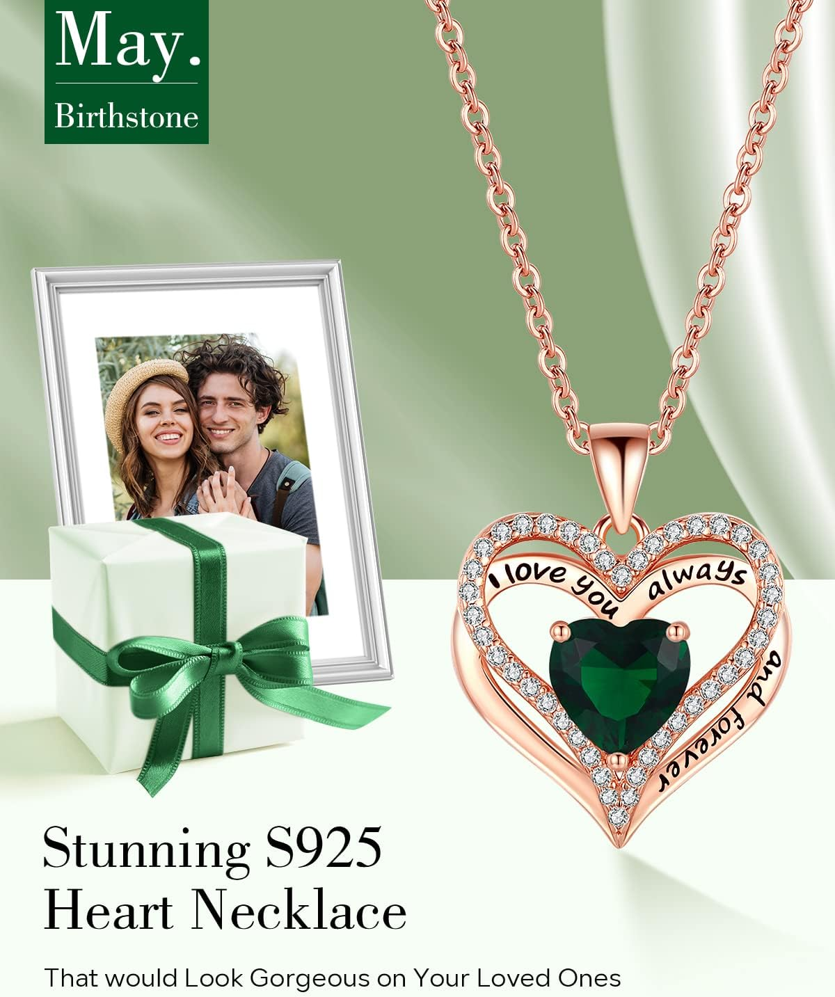 S925 Sterling Silver Necklace for Women, Wife Jewelry Rose Gold, Mom Birthday Valentines Mothers Day Gifts, Girlfriend Necklaces, Daughter Heart Jewel, Anniversary for Her - Image 3