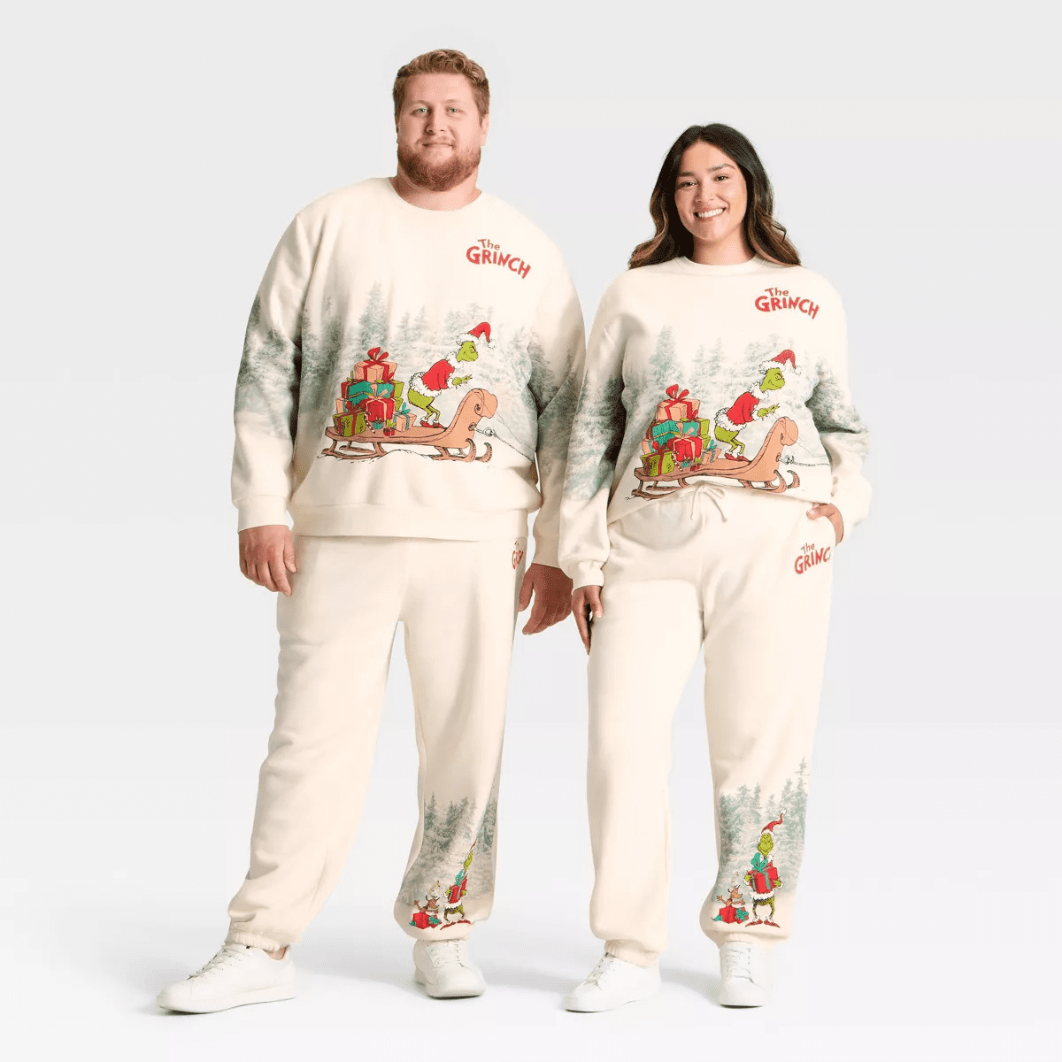 Adult Grinch Sled Graphic Sweatshirt - Cream - Image 4