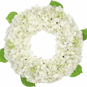 20 Inch Spring Summer Wreath for Front Door, Artificial White Hydrangea Flower Door Wreath Hydrangea Decor for Farmhouse All Year Indoor Outdoor Home Window Wall Front Porch