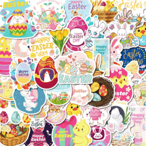Easter Stickers - Easter Basket Stuffers Decorations for Kids - 100Pcs Non-Repeating Bunny Egg Stickers Stuffers Indoor Decor Gifts Vinyl Waterproof Party Favor Supplies Gifts for Kids Toddler Teens
