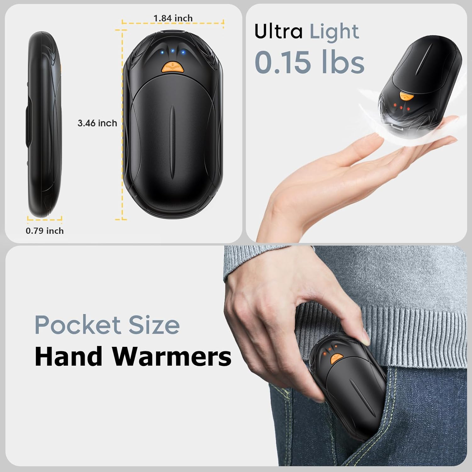 AI Hand Warmers Rechargeable 2 Pack, AI Smart Chips Electric Hand Warmers, 20Hrs Long Safe Heat, Portable Pocket Heater, Gifts for Christmas, Outdoor, Hunting, Golf, Camping Accessories - Image 5