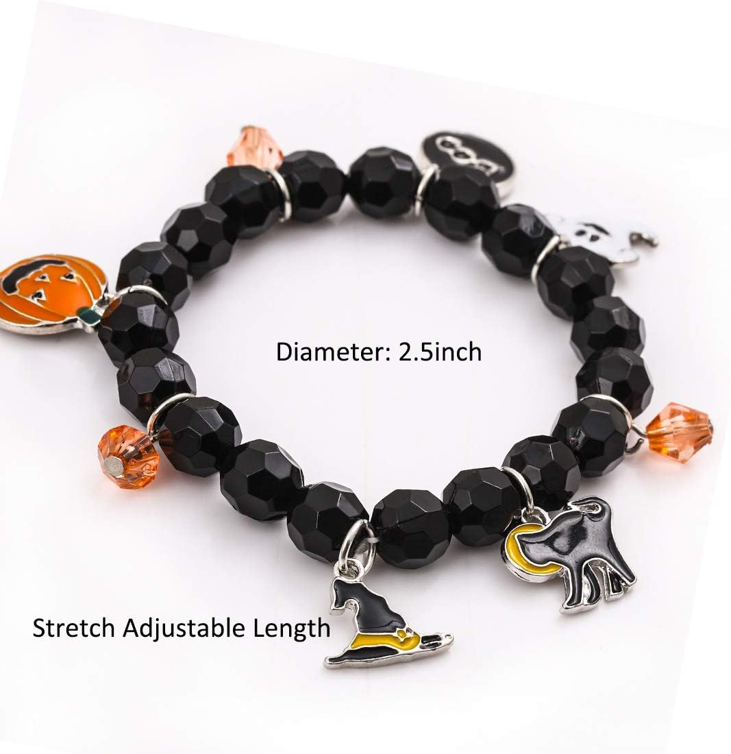 Halloween Bracelets Ghost Pumpkin Switch Charm Bracelets Gifts Stretch Beaded Bracelets for Women - Image 5