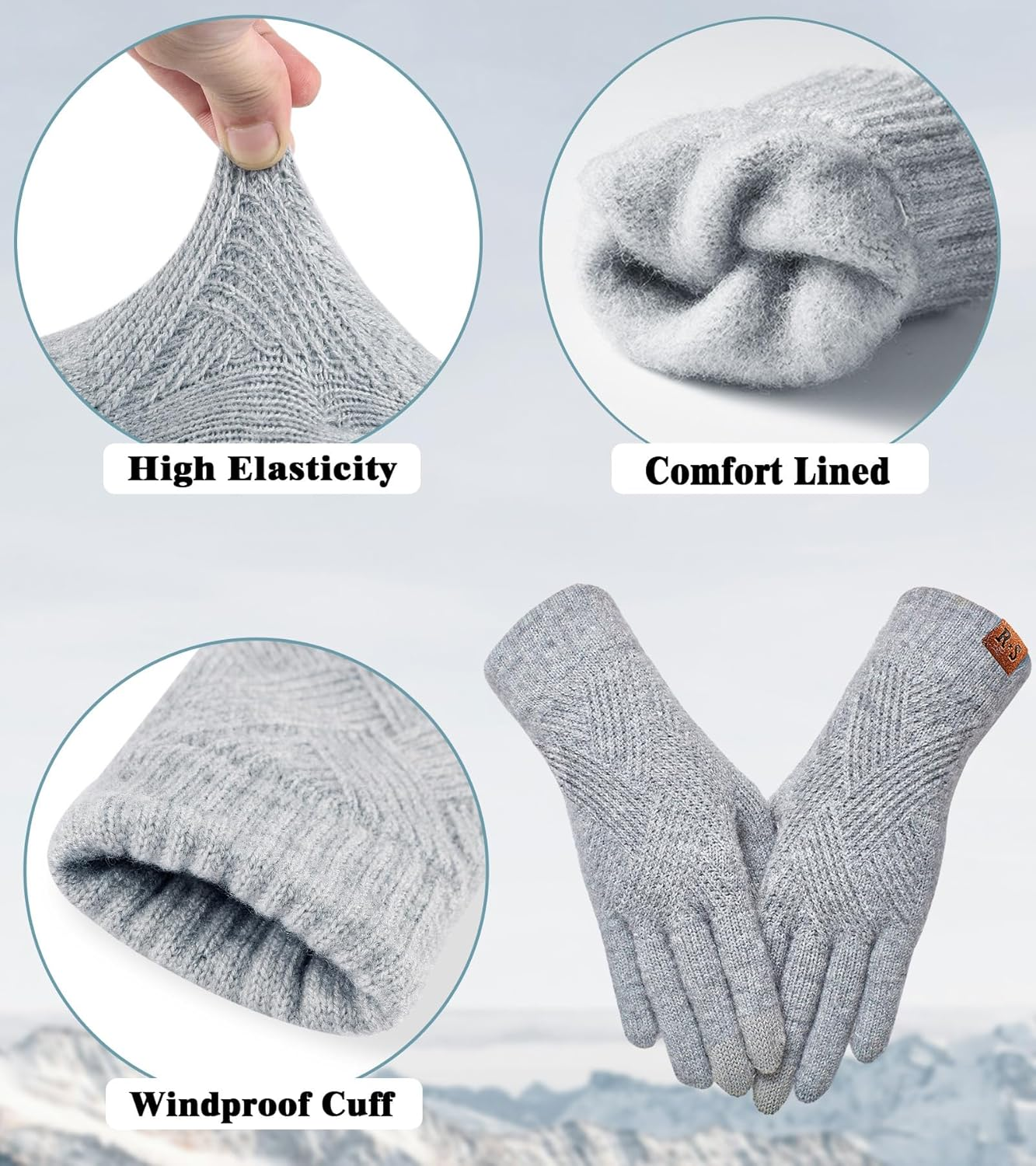 Winter Gloves for Women Touch Screen Elastic Thermal Knit Lining Warm Gloves for Cold Weather - Image 3