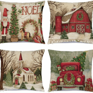 Christmas Decorations Christmas Pillow Covers 18 X 18 Inches Set of 4 - Xmas Series Cushion Pillow Cover Custom Zippered Square Pillowcase