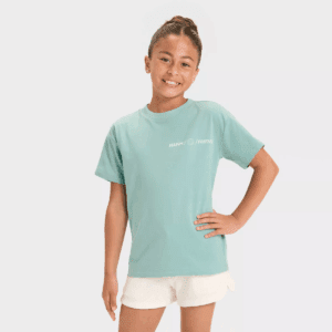 Girls' Short Sleeve Oversized Bubble Tea Graphic T-Shirt - Cat & Jackâ„¢ Light Turquoise