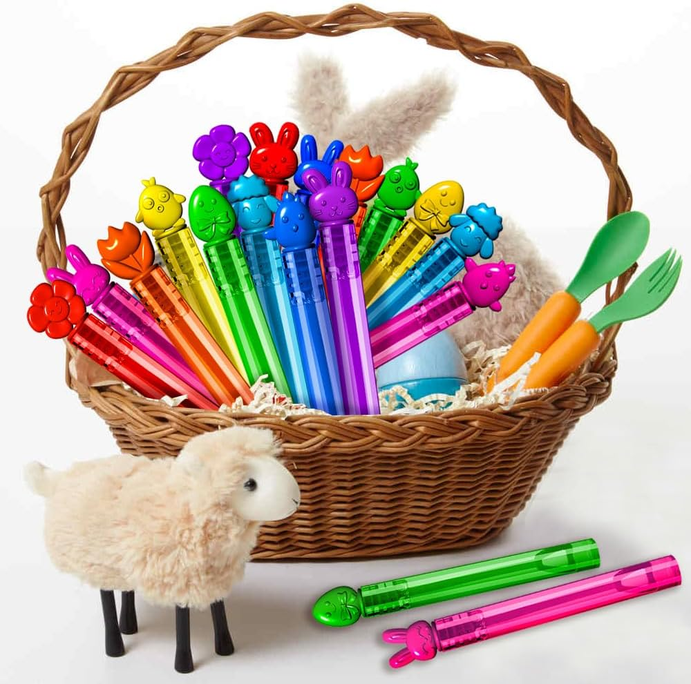 32Pcs Easter-Themed Mini Bubble Wands Assortment 8 Colors 8 Styles Bubble Party Favors for Kids,Easter Basket Stuffers Essentials - Image 5