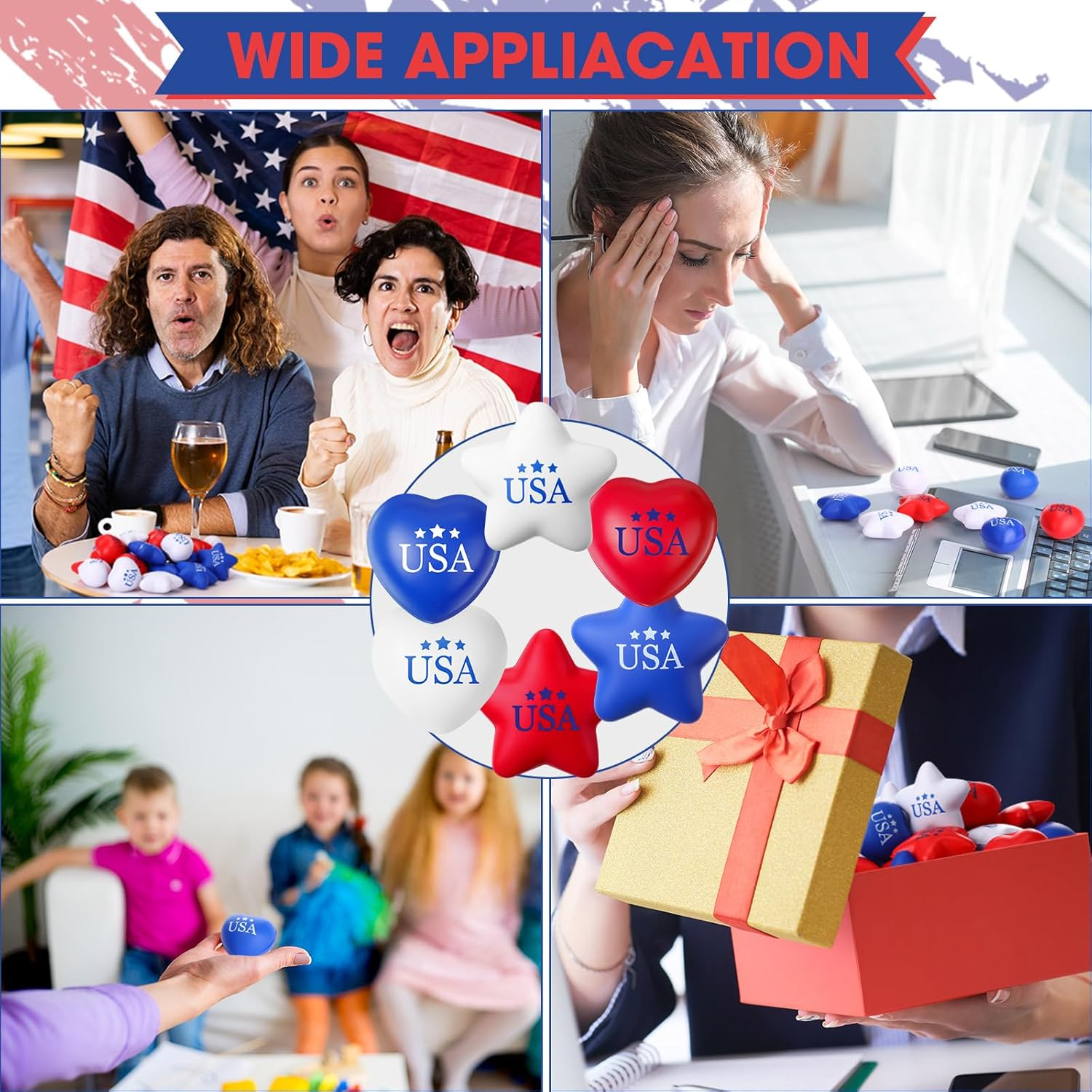 30 Pcs 4Th of July Stress Balls Mini Bulk Patriotic Foam Star Stress Red White Blue Heart Stressballs Independence Day Relief Balls for School Carnival Reward Patriotic Party Favor - Image 5