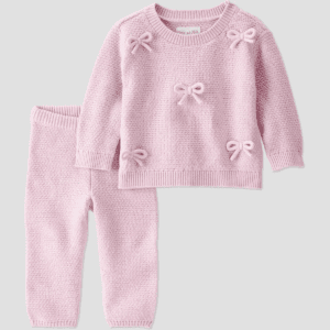 Little Planet by Carter'S Organic Baby Girls' 2Pc Bow Sweater Set - Pink