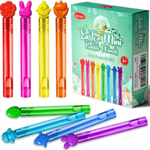 32Pcs Easter-Themed Mini Bubble Wands Assortment 8 Colors 8 Styles Bubble Party Favors for Kids,Easter Basket Stuffers Essentials