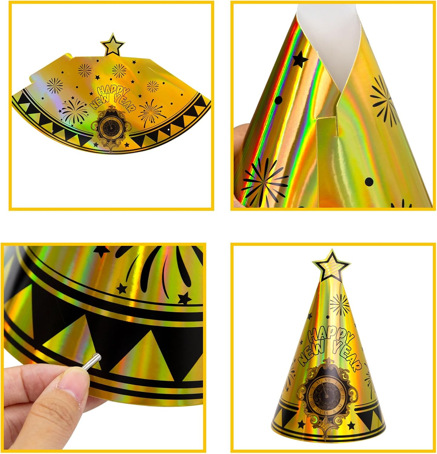 Happy New Years Eve Party Supplies 2026 Party Favors 12 Hats 6 Felt Plastic Frame Glitter Glasses 12 Blowouts New Year Decorations NYE Party Favors Squawkers Noisemakers - Image 4