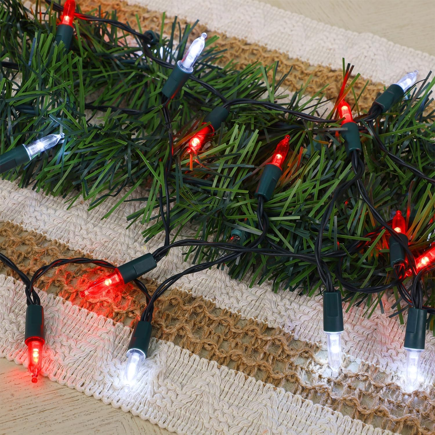 2 Pack 50 LED Outdoor Christmas Lights, 16FT Battery Operated Mini String Lights with 8 Modes & Timer, Xmas Tree Lights Waterproof for Patio Garden Party Wedding Holiday Decor, Red & White - Image 4