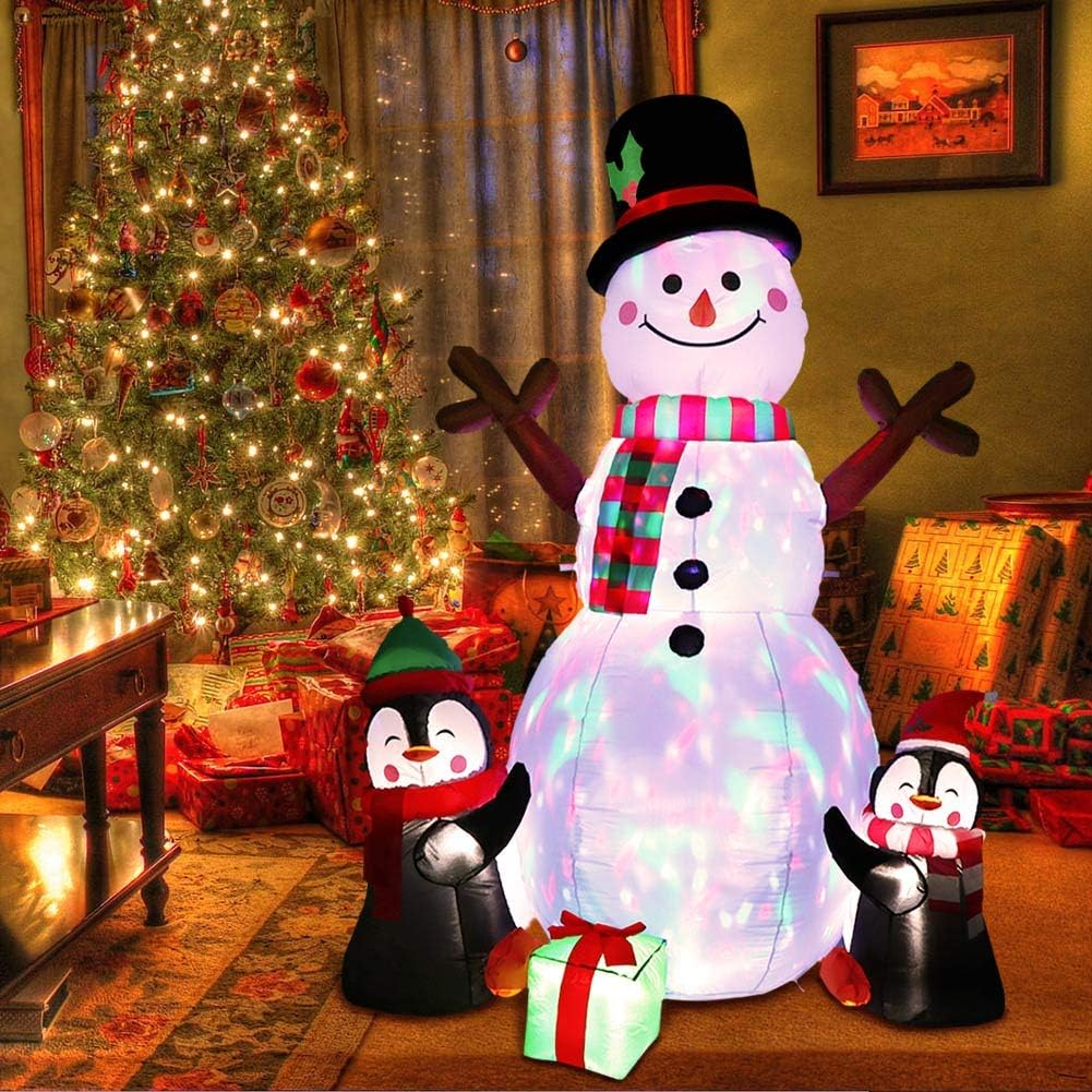 6Ft Christmas Inflatables Christmas Decorations Outdoor, Inflatable Snowman Penguin Blow up Yard Decorations with Rotating LED Lights for Indoor Outdoor Christmas Decorations Yard Garden Decor - Image 6