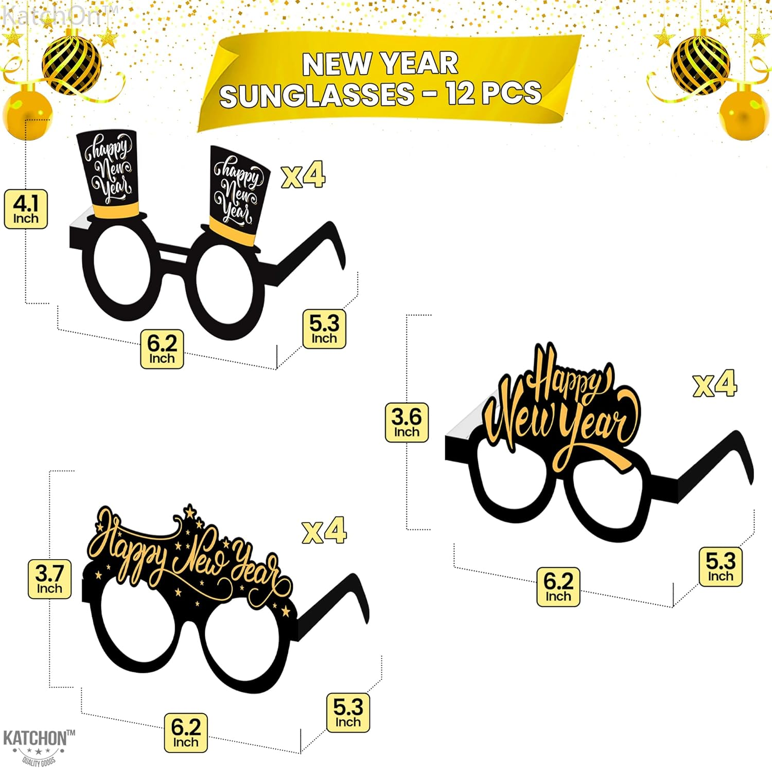 , Happy New Year Glasses 2026 - Pack of 12 | New Years Eve Glasses, New Years Eve Party Supplies 2026 - Image 4
