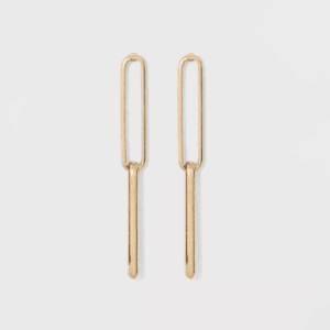 Link Earrings - a New Day™ Gold: Linear Design, Nickel-Free Metal, Post Closure, 1.75" Length, 0.3" Width, Iron Material