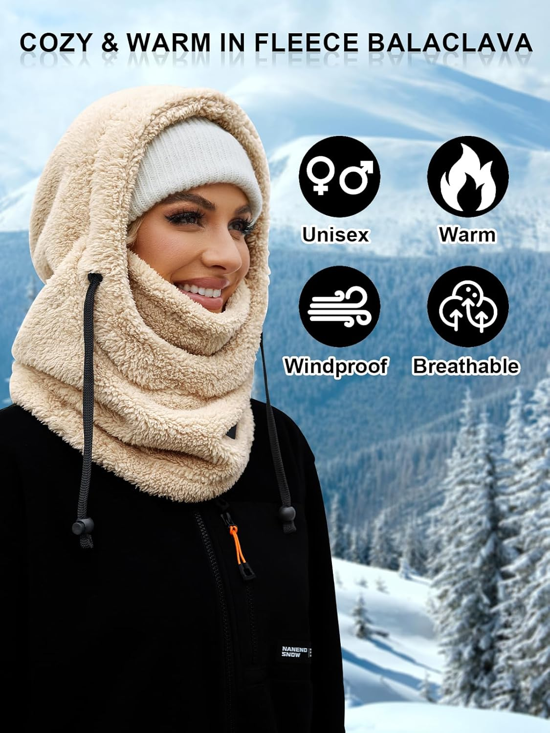 Balaclava Fleece Ski Mask for Men Women Winter Face Masks Windproof Hooded Scarf Cold Weather Hat Neck Warmer - Image 5