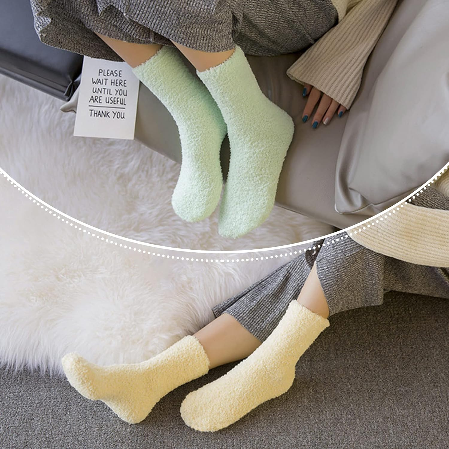 Womens Fuzzy Socks Cozy Fluffy Winter Warm Slipper Socks Microfiber Soft Home Sleeping Socks - Image 5