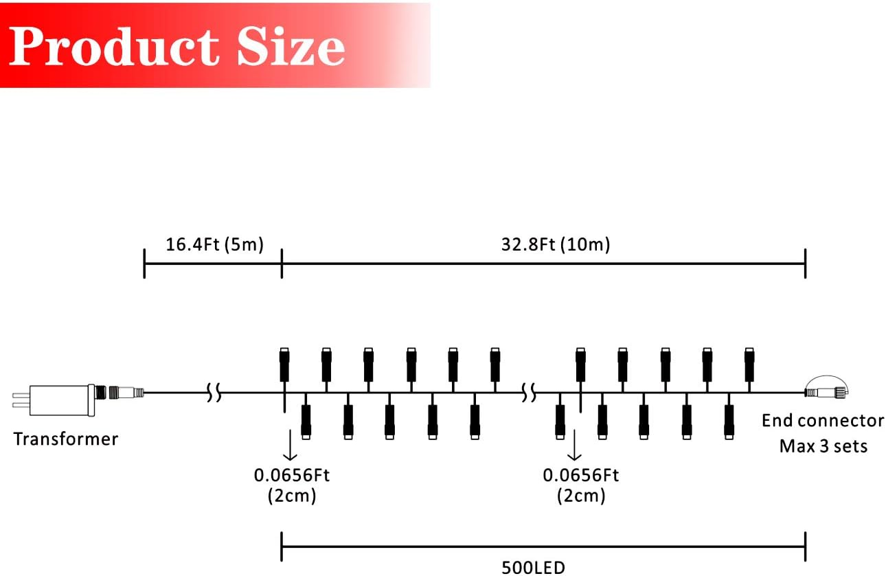 500 LED 49Ft Christmas Cluster Lights String Lights Decoration for Home Garden Wedding Party Xmas Tree Bedroom Indoor Outdoor Decor (Warm White) - Image 6