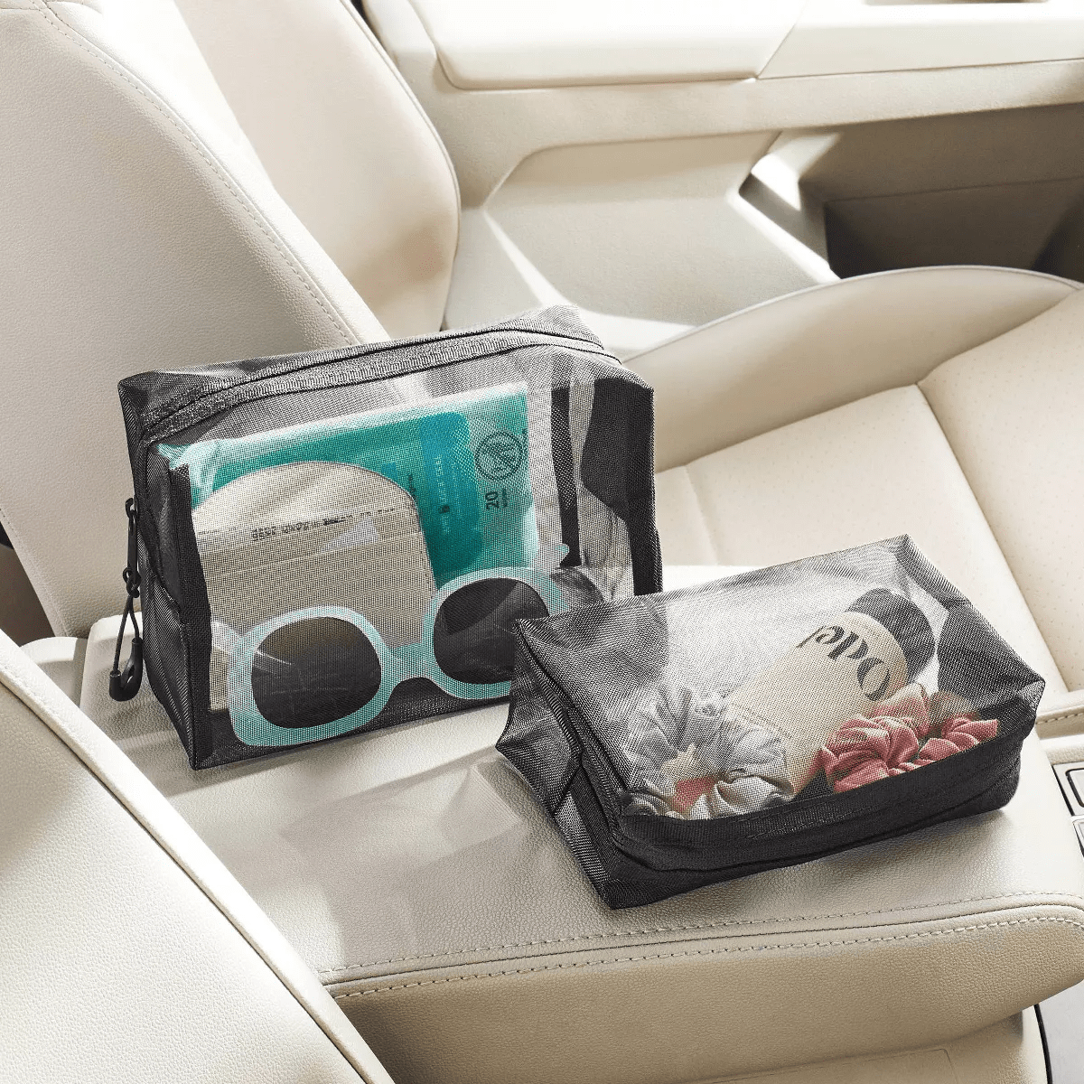 2 Car Pouch Organizers - Brightroomâ„¢: Black Automotive Interior Accessories, Zipper Pouch for Car Organization - Image 3