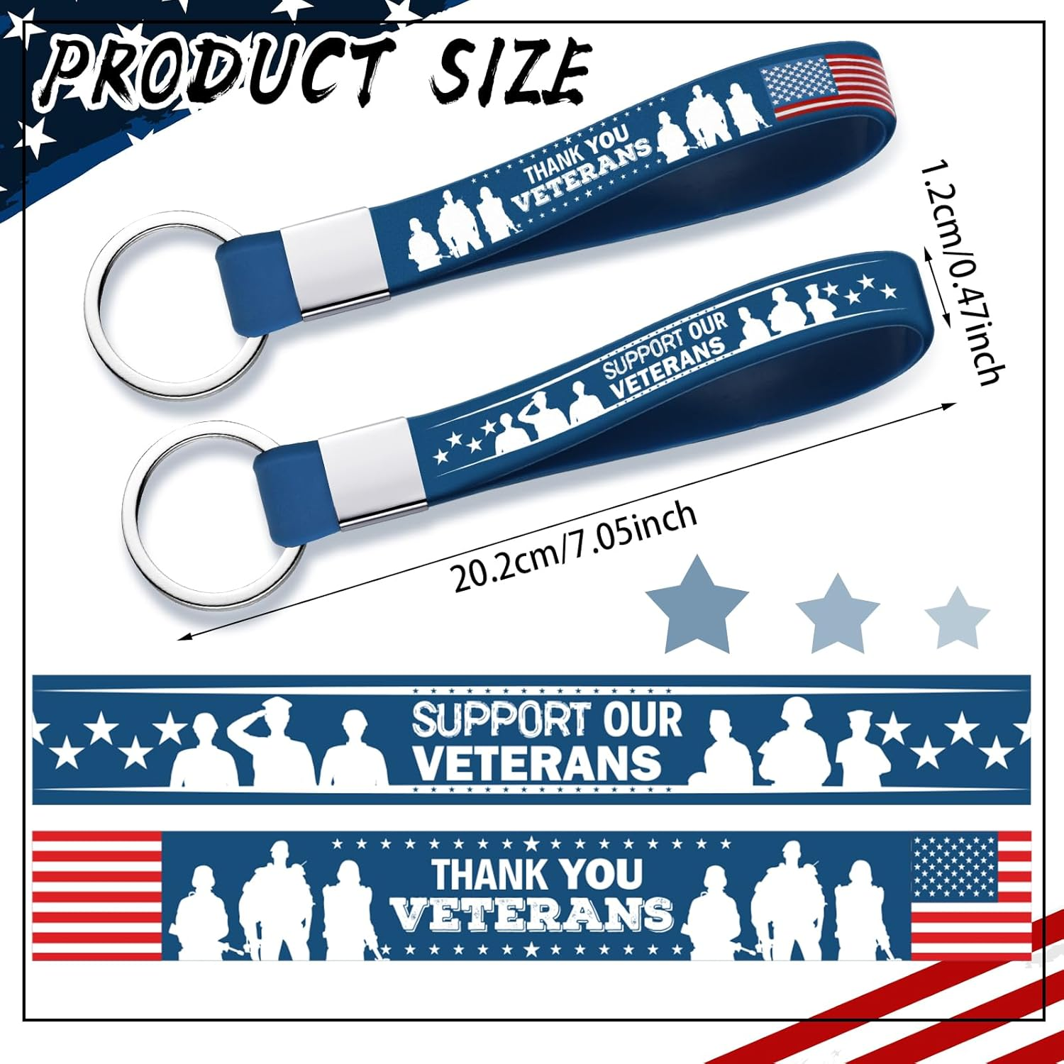 200 Pcs Veterans Day Gift Silicone Keychain Gifts Set Military Day Party Favors Bulk Patriotic Party Decoration Supplies - Image 2