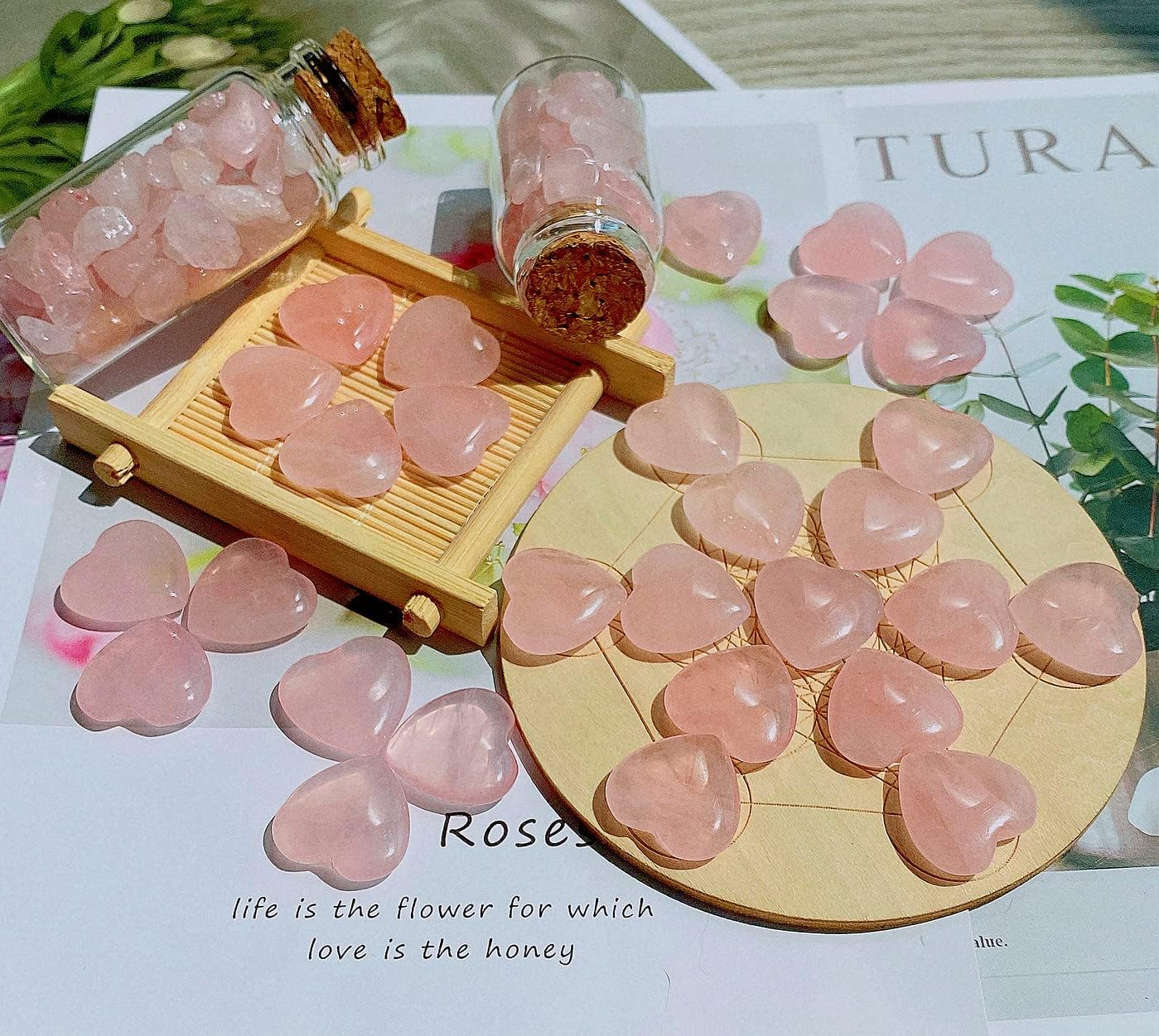 20 PCS Rose Quartz Heart Crystals Natural Crystal Polished Healing Cute Mini Pocket Stones Palm Thumb Love Gemstones Set Bulk Wholesale Reiki Energy Balancing Meditation Pink Heart Gifts for Mother Women - Image 4