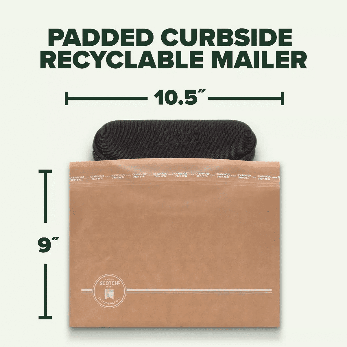 Scotch 9"X10.5" Curbside Recyclable Mailer Size 2: Padded Shipping Envelope, Self-Adhesive, Tan - Image 3
