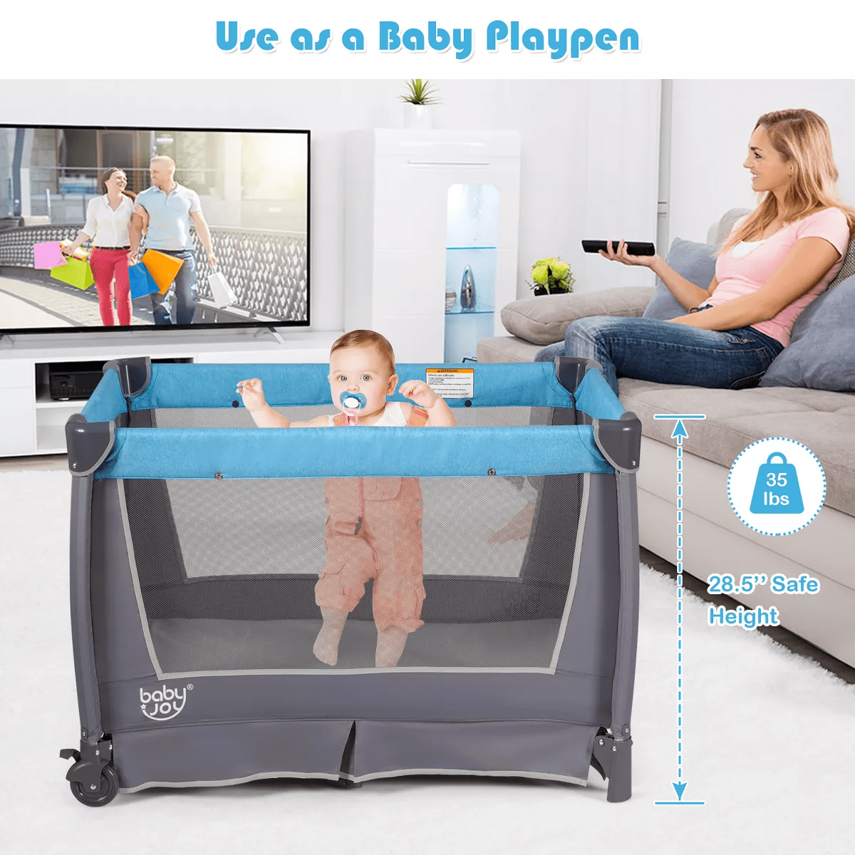 Infans 4-In-1 Convertible Portable Baby Playard Newborn Napper W/ Toys & Music - Image 4