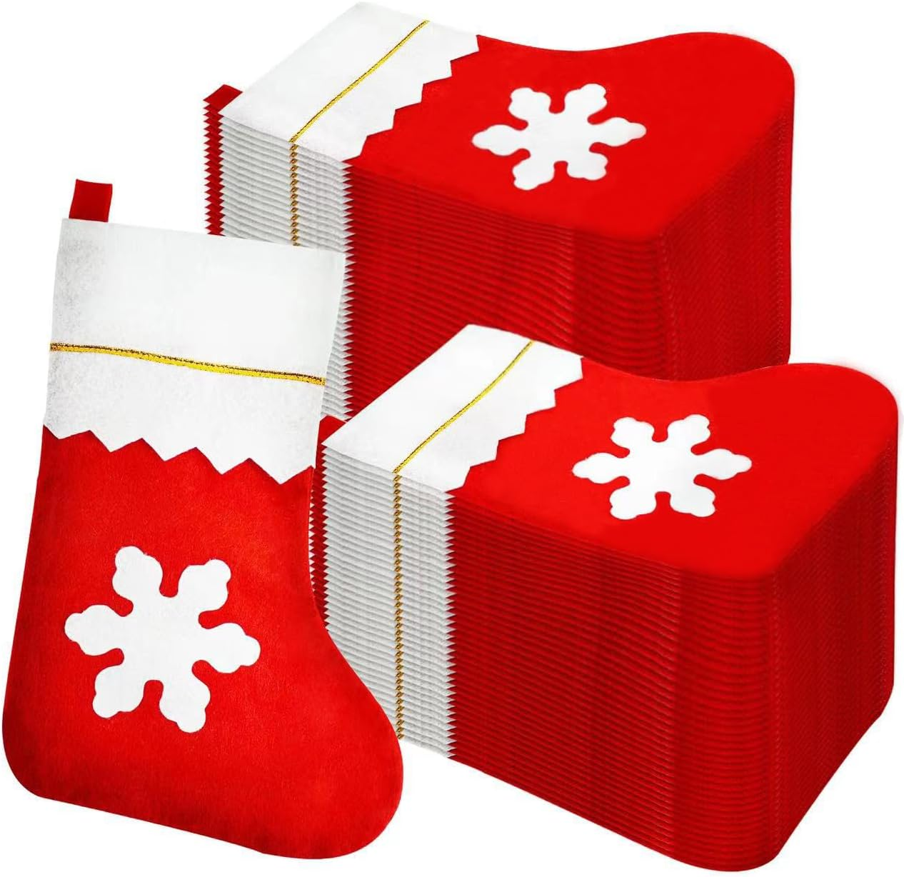 100 Pieces Red Felt Christmas Stockings Bulk 15 Inch Large Christmas Santa Stockings Hanging Xmas Stockings for Christmas Trees Holiday Home Party Decoration(Red with White Trim)
