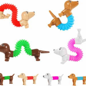 Dog Pop Tubes Fidgets, Stocking Stuffers for Kids, Sensory Toys for Kids 5-7, Fidgets for Toddler, Toddler Stocking Stuffers, Easter Egg Fillers,(4 Pack Dog)