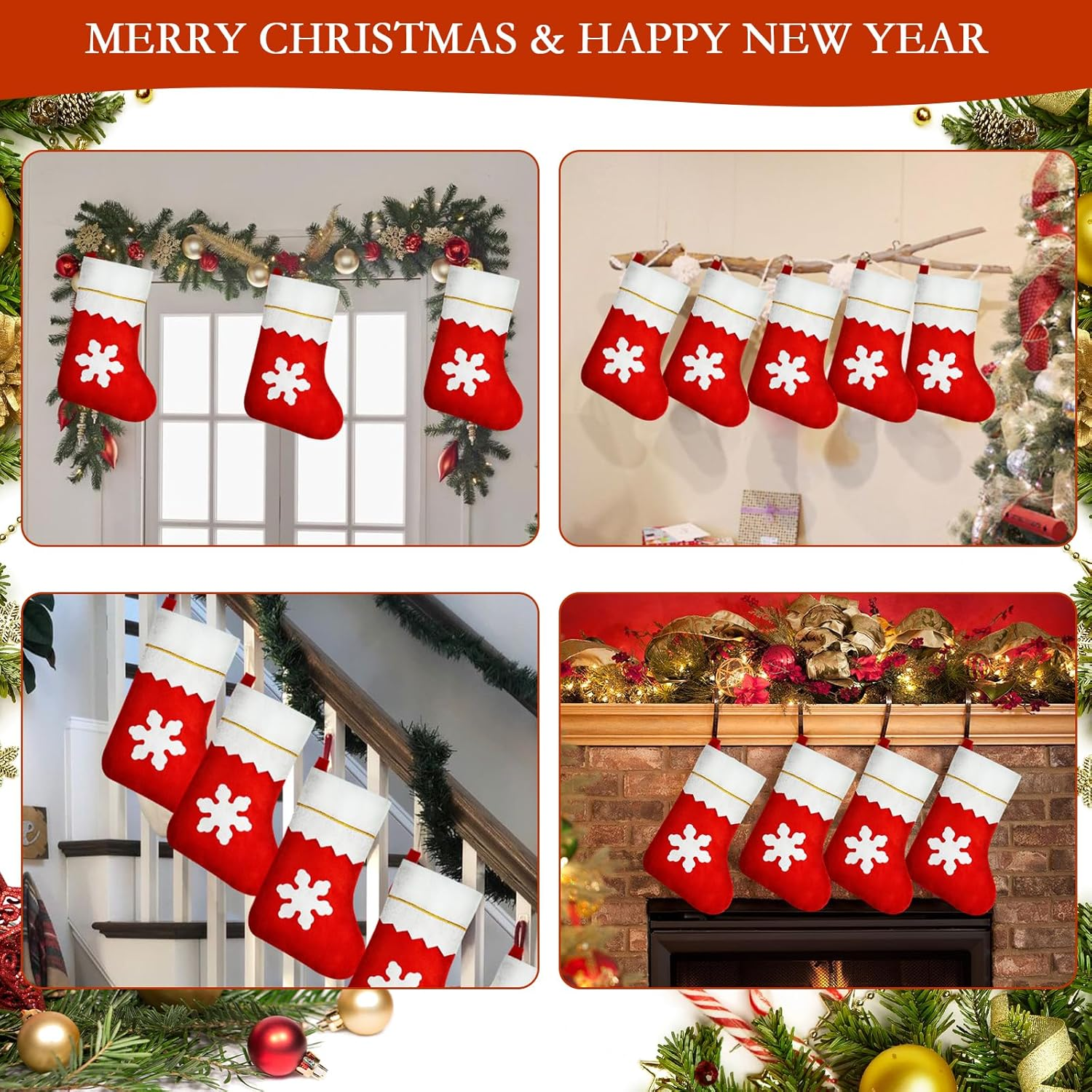 100 Pieces Red Felt Christmas Stockings Bulk 15 Inch Large Christmas Santa Stockings Hanging Xmas Stockings for Christmas Trees Holiday Home Party Decoration(Red with White Trim) - Image 7