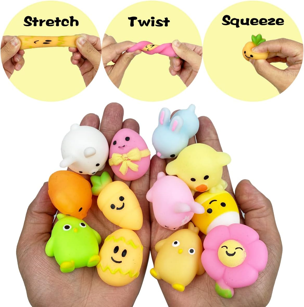 36 PCS Easter Mochi Squishy Toys Stress Relief Squishies for Kids Boys Girls Toddlers Easter Basket Stuffers Egg Fillers Gifts Party Favors - Image 4