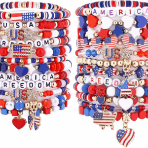 24 Pcs Surfer Heishi Bracelets for Women Handmade Stackable Stretch Friendship Bracelets Halloween Thanksgiving Christmas Holiday Jewelry Gifts for Women