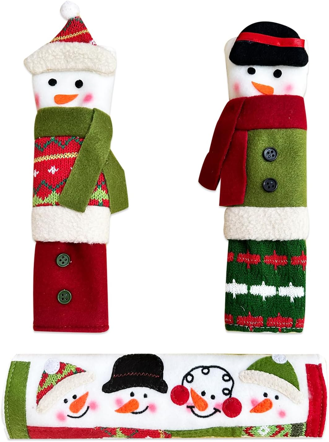 3 Piece Set Christmas Snowman Refrigerator Door Handle Covers Appliance Handle Covers Christmas Decorations Fits Standard Size Kitchen Refrigerator Microwave Oven or Dishwasher - Image 3
