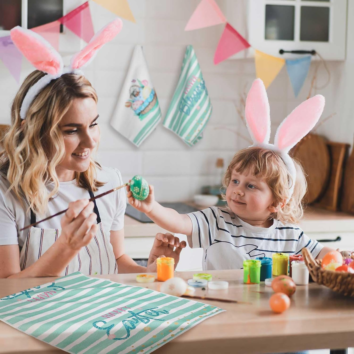 6 Pcs Easter Kitchen Towels Bunny Gnome Floral Hello Spring Dish Towels Easter Tea Towels Easter Kitchen Decor Spring Flowers Blessings Dishcloths for Bathroom Home Housewarming Decorations - Image 5