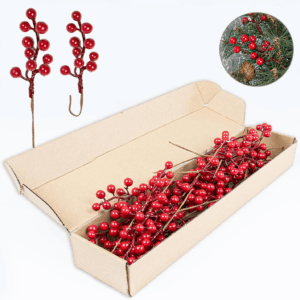 32 Pack Christmas Tree Decorations, Artificial Red Berry Stems 6.5 Inch Christmas Berry Picks with Holly Berries for Xmas Winter Holiday Home DIY Ornaments