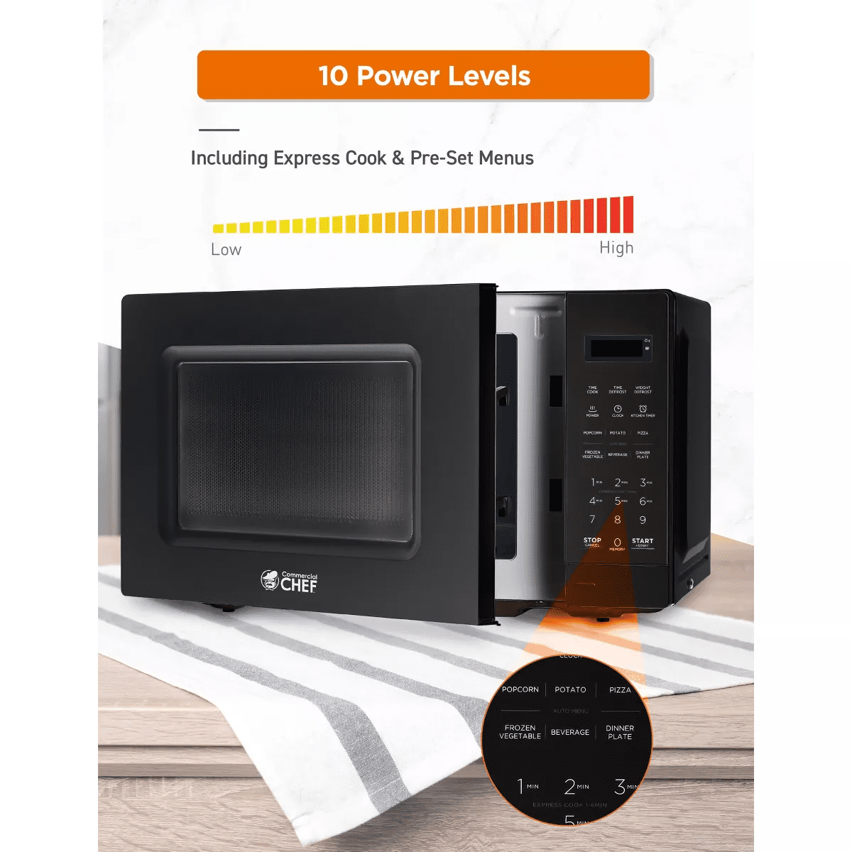 COMMERCIAL CHEF Countertop Microwave Oven 0.7 Cu. Ft. 700W - Image 5