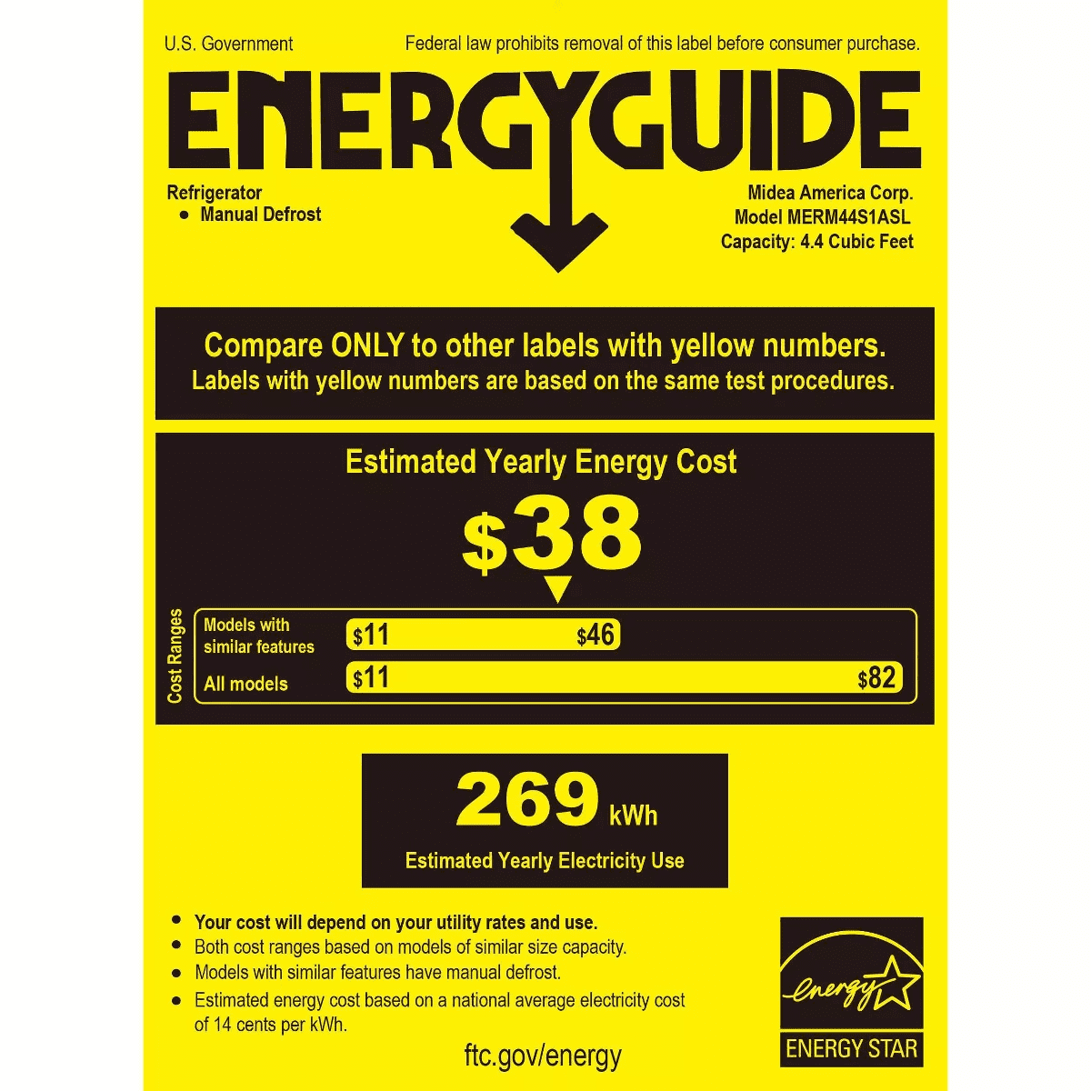 Midea 4.4 Cu Ft Compact Refrigerator: Energy Star Certified, Freestanding, Space-Saving, Adjustable Shelves, Dorm Fridge - Image 9