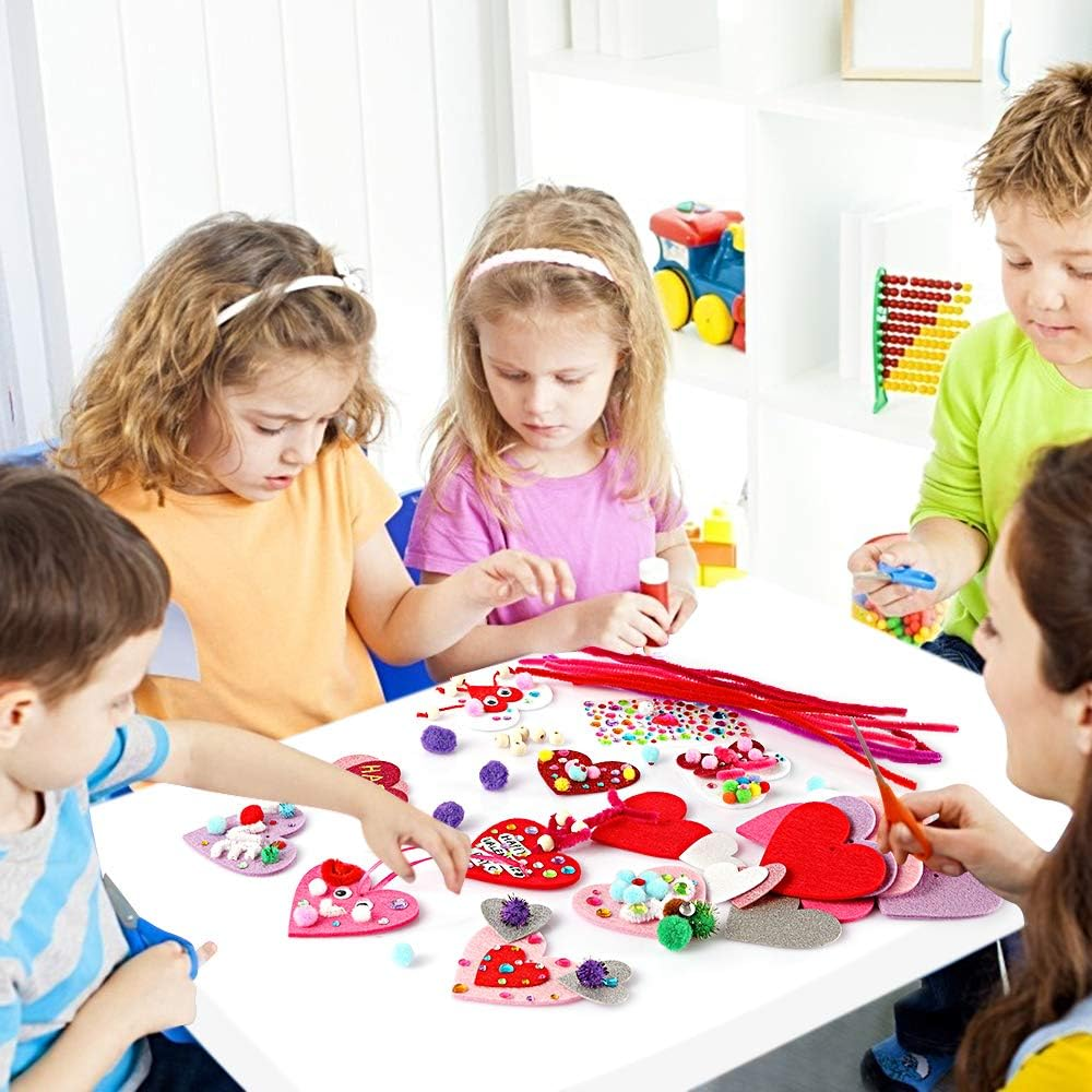 Valentine'S Day Crafts for Kids - 361PCS DIY Heart Craft Set for School Gift, 108 Hearts, 50 Googly Eyes, 60 Pom Poms, 36 Wooden Beads, Craft Supplies for Party Favor Decoration - Image 7