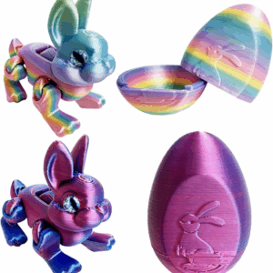 3D Bunny Rabbit Collectible Figurines, Colorful 2Pcs, Easter Gift, Modern Style, 2 Count